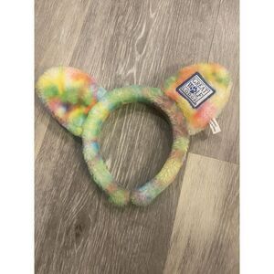 Rare Great Wolf Lodge Colorful Rainbow Tye Dye Ears Headband Blue Tag